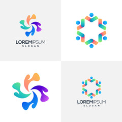 circle flower logo design vector illustration