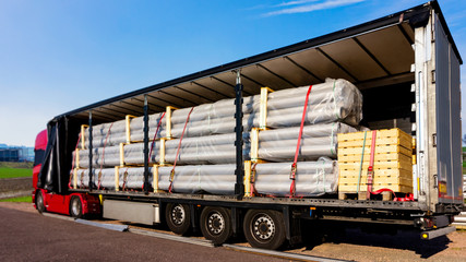 the truck with the trailer on loading