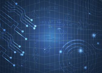Fototapeta premium abstract background of formulas, code, mathematical signs and boards, design concept of digital technology and science vector EPS10