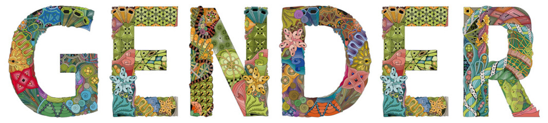 Word Gender. Vector zentangle object for decoration