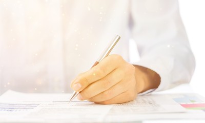 Businessman is signing a contract, business contract details