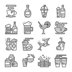 drinks and beverages grey outline design icon vector