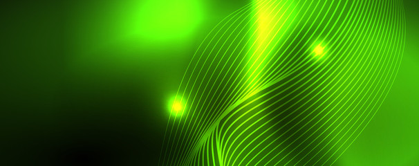 Shiny neon vector wave line abstract background, motion concept