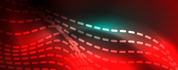 Shiny neon vector wave line abstract background, motion concept