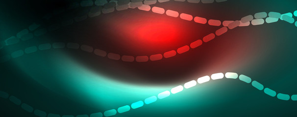 Fototapeta premium Shiny neon vector wave line abstract background, motion concept