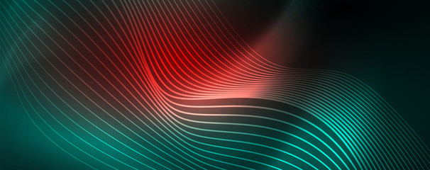 Shiny neon vector wave line abstract background, motion concept