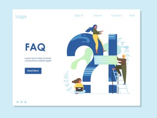 FAQ vector website landing page design template