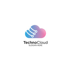Technology Cloud Logo Design Vector