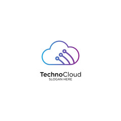 Technology Cloud Logo Design Vector