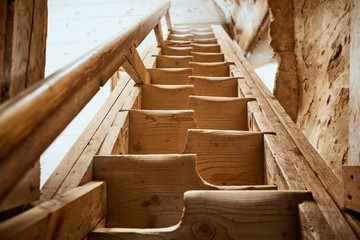 Wooden roof frame in an old house in the countryside.