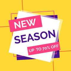 New season sale banner on yellow background