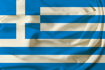 beautiful colored greece flag on pleated silk fabric