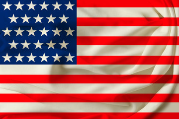 Obraz premium beautiful colored USA flag on pleated silk fabric