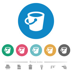 Bucket flat round icons