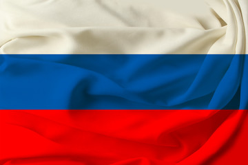 beautiful colored russia flag on pleated silk fabric