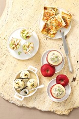 Appetizers with apples - tart, apple with herring saald, Waldorf salad, baked apples