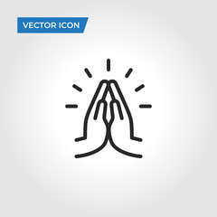Pray icon isolated on white background. Pray icon in trendy design style. Pray vector icon modern and simple flat symbol for web site, mobile app, UI. Pray icon vector illustration, EPS10. - obrazy, fototapety, plakaty