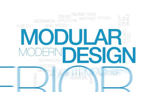Modular design animated word cloud. Kinetic typography.