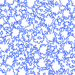 Materiał do szycia White seamless abstract pattern with blue splashes and spots.