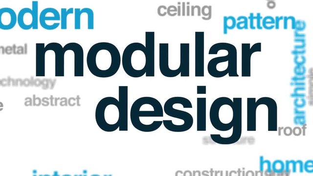 Modular design animated word cloud. Kinetic typography.