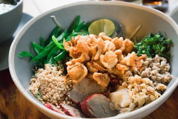 Close up of Sukhothai noodles, Thailand noodle old style