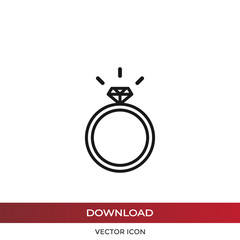 Wedding ring with diamond icon