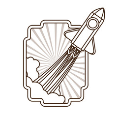 frame with rocket taking off icon