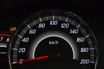 Screen display of car status warning light on dashboard panel symbols which show the fault...