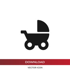 Fototapeta na wymiar Baby stroller vector icon