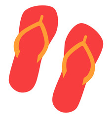 Flip-flops for beach emblem isolated vector icon in cartoon style. Couple of summer shoes, single simple element set, top view of primitive badge