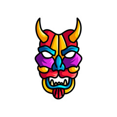 Monster colorful mask with different colors, violet, blue, red