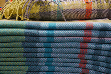 Colorful plaid tartan Irish woolen scarves
