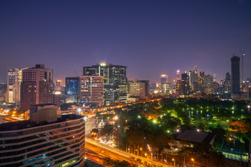 night light cityscape in bangkok thailand
