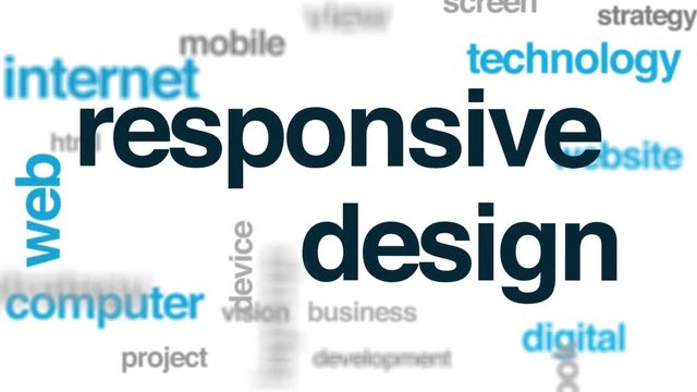 Responsive design animated word cloud. Kinetic typography.