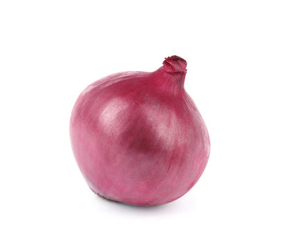 Fresh whole red onion on white background
