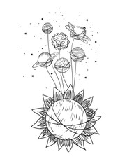 planets of the solar system isolated icon