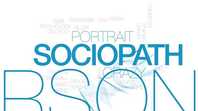 Sociopath animated word cloud. Kinetic typography.