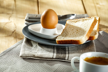 Breakfast photo on table and free space for your decoration. 
