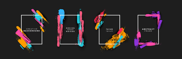 Abstract color brush background template set