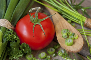 Mediterranean Cuisine Still Life With Tomato