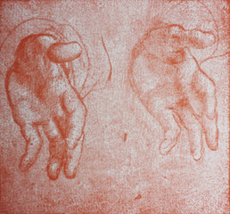 The hands (detail) by Leonardo da Vinci in the vintage book Leonardo da Vinci by A.L. Volynskiy, St. Petersburg, 1899
