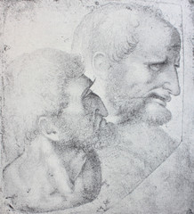 Peter and Judas by Leonardo da Vinci in the vintage book Leonardo da Vinci by A.L. Volynskiy, St. Petersburg, 1899
