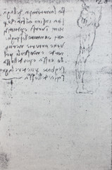 Anatomical notes. Feet. Manuscripts of Leonardo da Vinci. Code K Folio 108 recto in the vintage book Leonardo da Vinci by A.L. Volynskiy, St. Petersburg, 1899