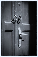 Greece Rhodes, street of Rhodes town, detail on the door