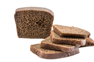 Black sliced bread. Isolated on a white background. 