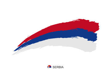 Watercolor painting Serbia national flag. Grunge brush red, blue and white stroke Independence day symbol. - Vector