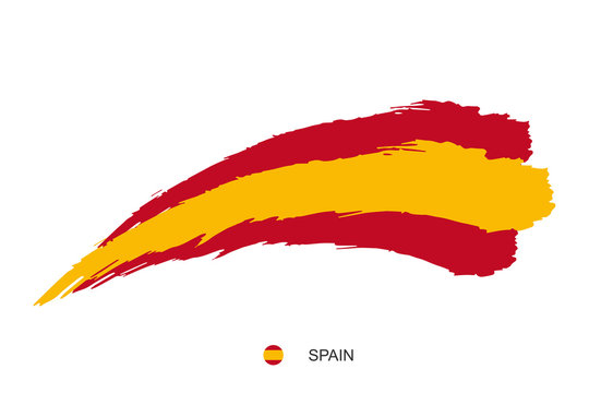 Watercolor painting Spain national flag. Grunge brush stroke spanish Independence day red and yellow stripes nation symbol - Vector abstract illustration