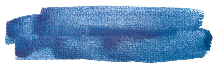 watercolor stain blue on a white background with paper texture.