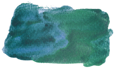 watercolor green stain on a white background with paper texture.