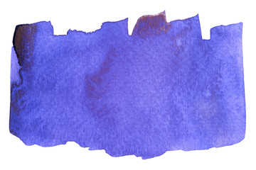 watercolor blue stain on a white background with paper texture.